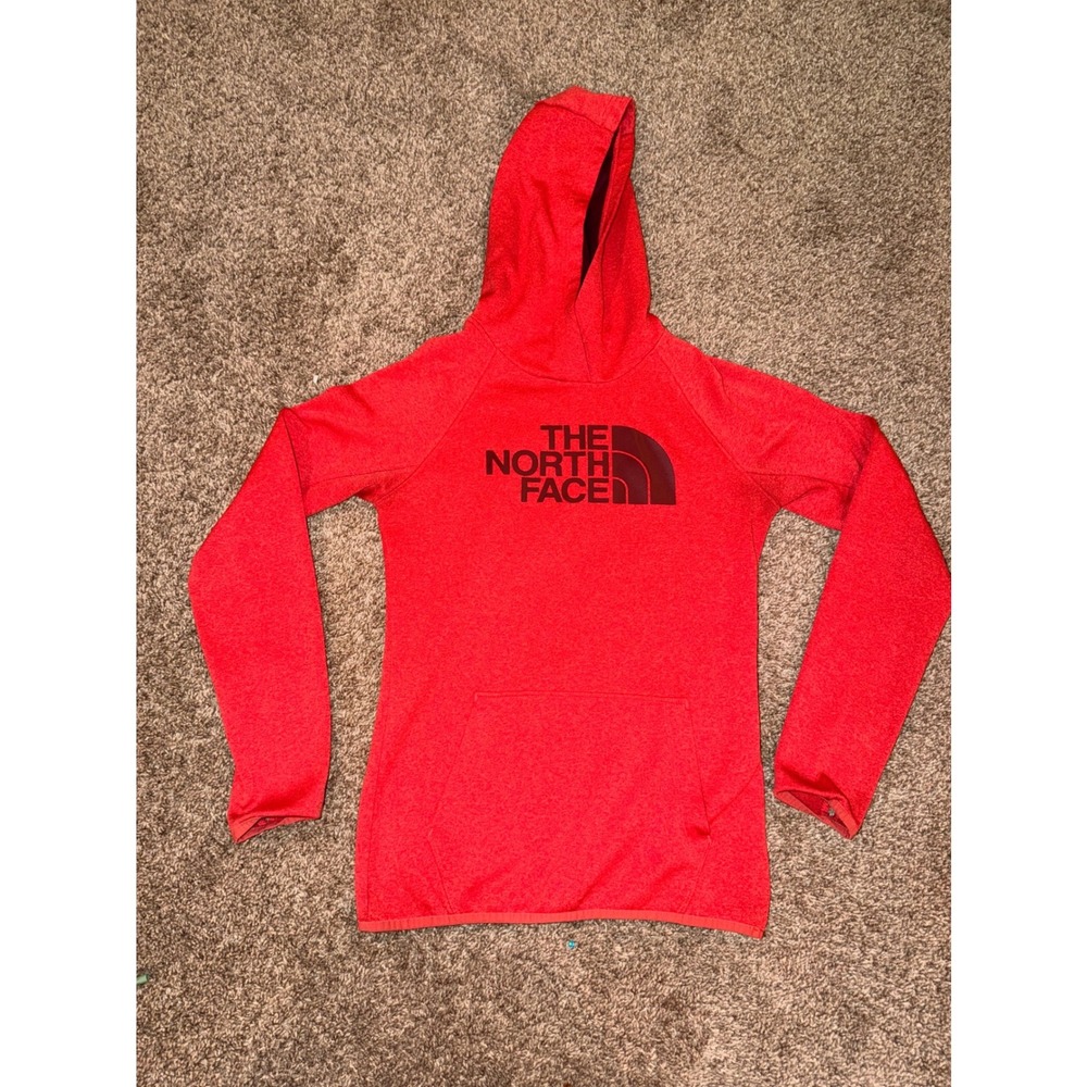 The North Face Girls Red Heathered Pullover Hoodie Logo Sweatshirt XS-733